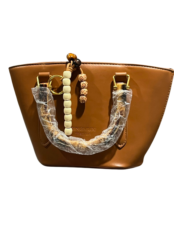 QINGMUXI Fashion Women's Tan Brown PU Leather Tote Bag