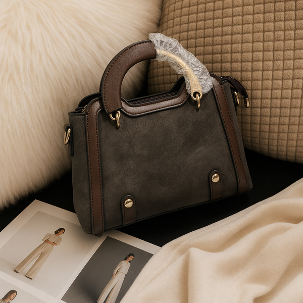 Women's Brown Vintage Structured Handbag