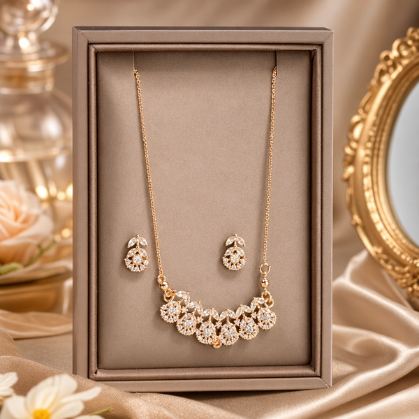Luxury Crystal Pendant Necklace with Matching Earrings